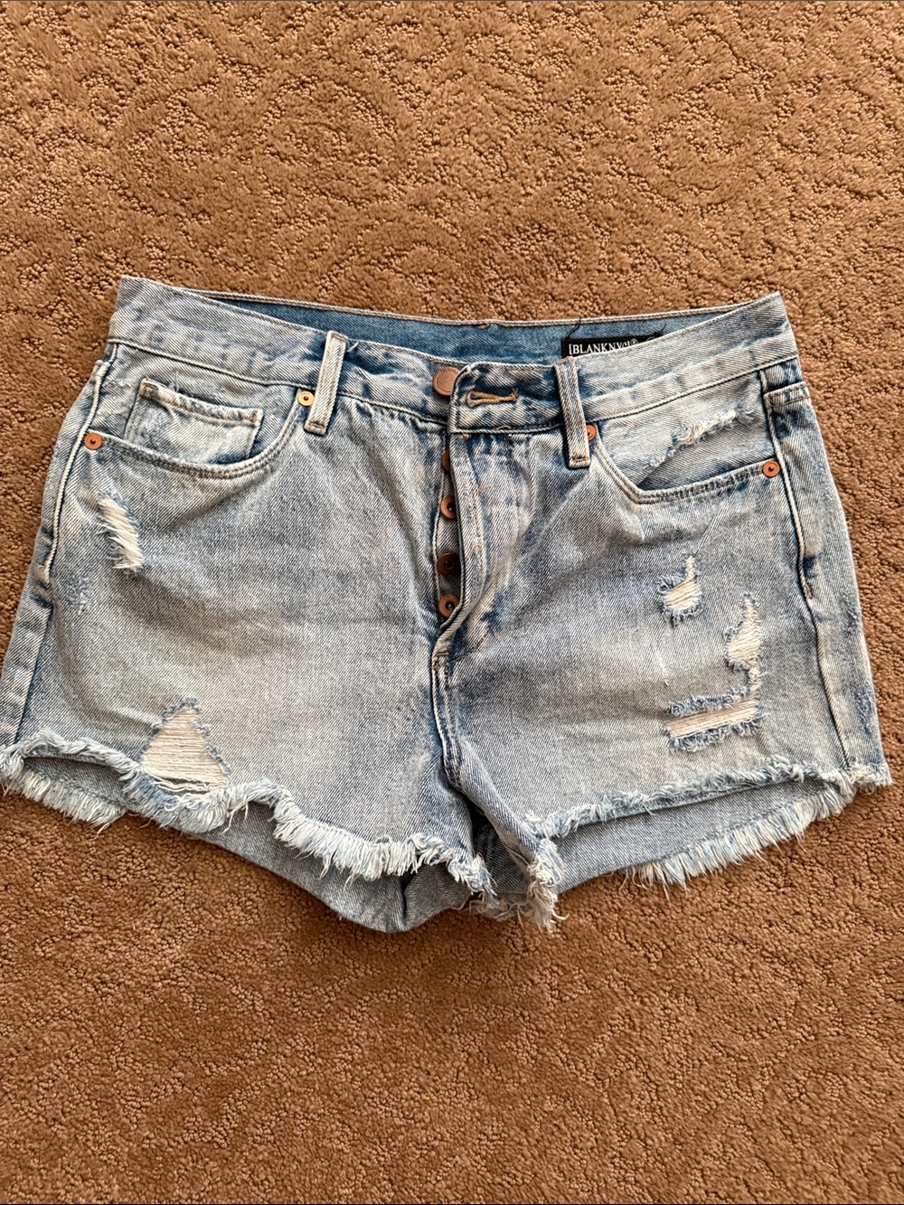 Blank NYC Light Wash Distressed Denim Shorts
